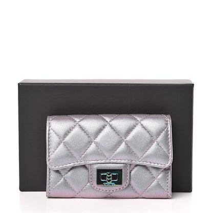 Chanel Iridescent Lambskin Quilted Reissue Flap Card Holder Light Purple 14 of 14