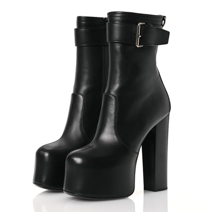 Saint Laurent Calfskin Mina Boots 95 38.5 Black 3 of 10