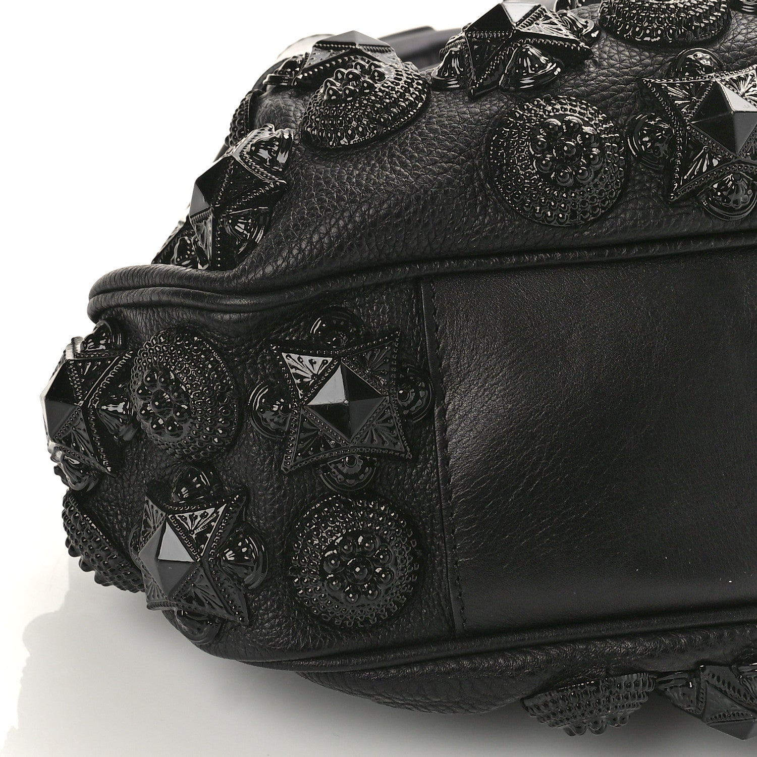 Burberry Calfskin Mason Warrior Studded Hobo Black 8 of 9