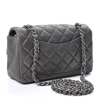 Chanel Iridescent Calfskin Quilted Mini Rectangular Flap Charcoal Grey 2 of 9