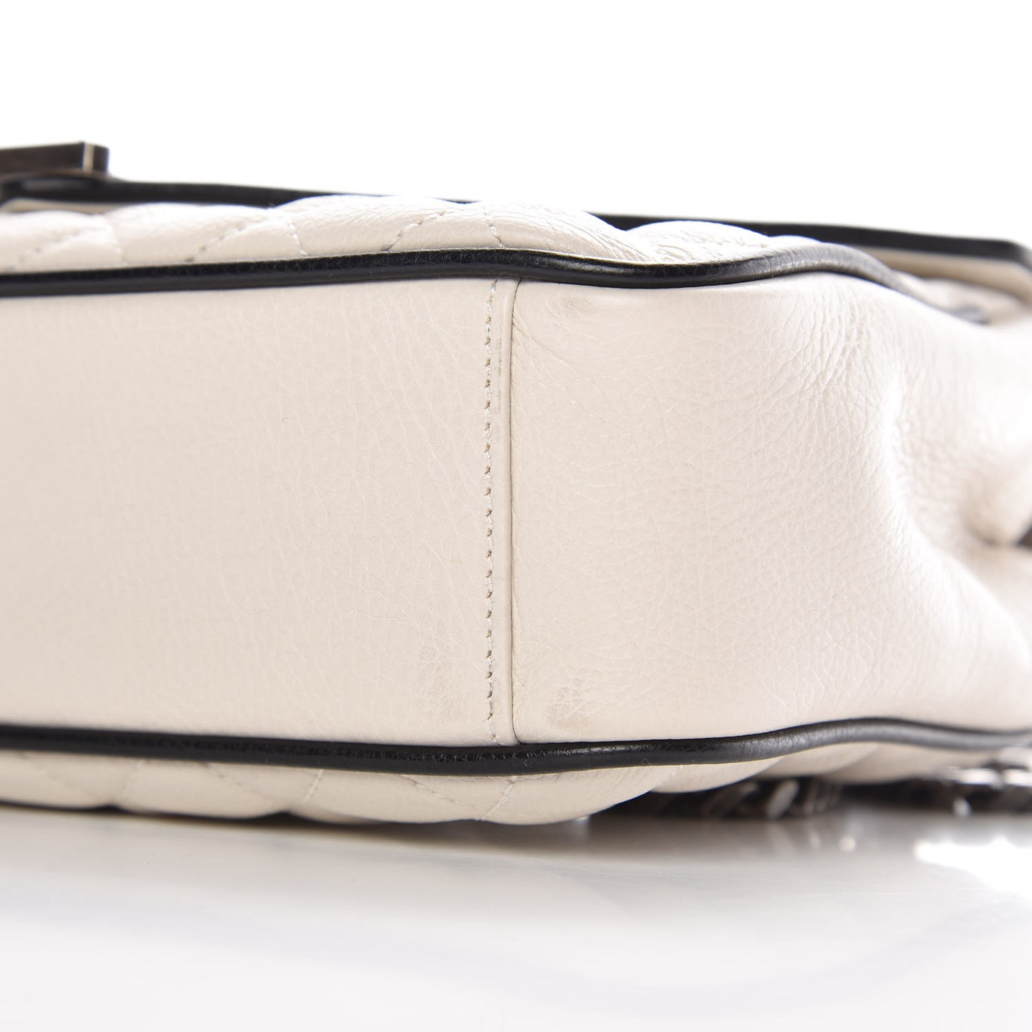 Sheepskin Tri-Quilt Monogram Medium Soft Envelope Bag White Black