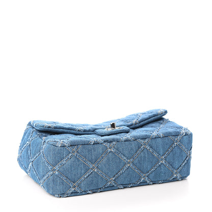 Chanel Denim Quilted Medium Distressed Single Flap Blue 3 of 10