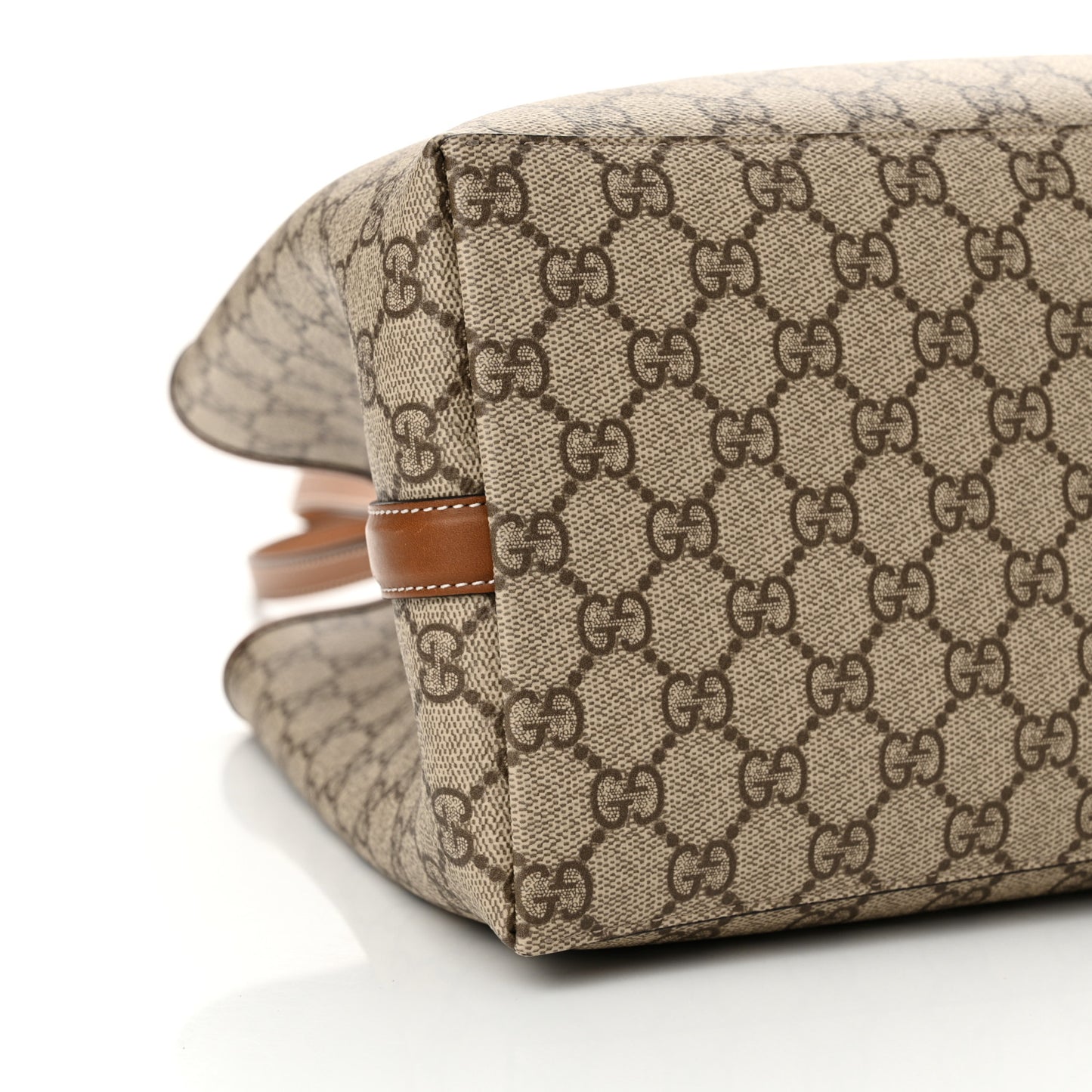 GG Supreme Monogram Emblem Large Tote Bag Beige Dark Brown