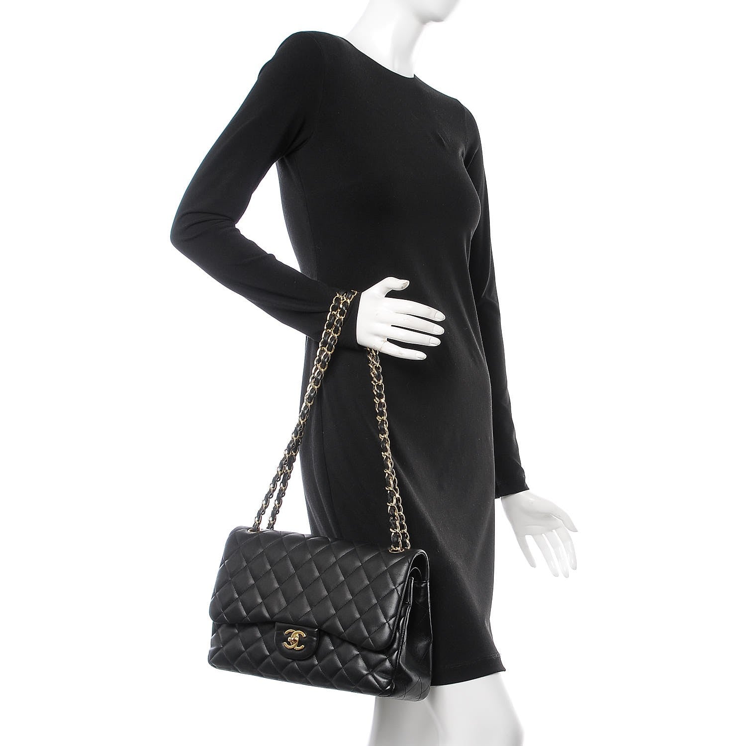 Chanel Lambskin Quilted Jumbo Double Flap Black 2 of 9