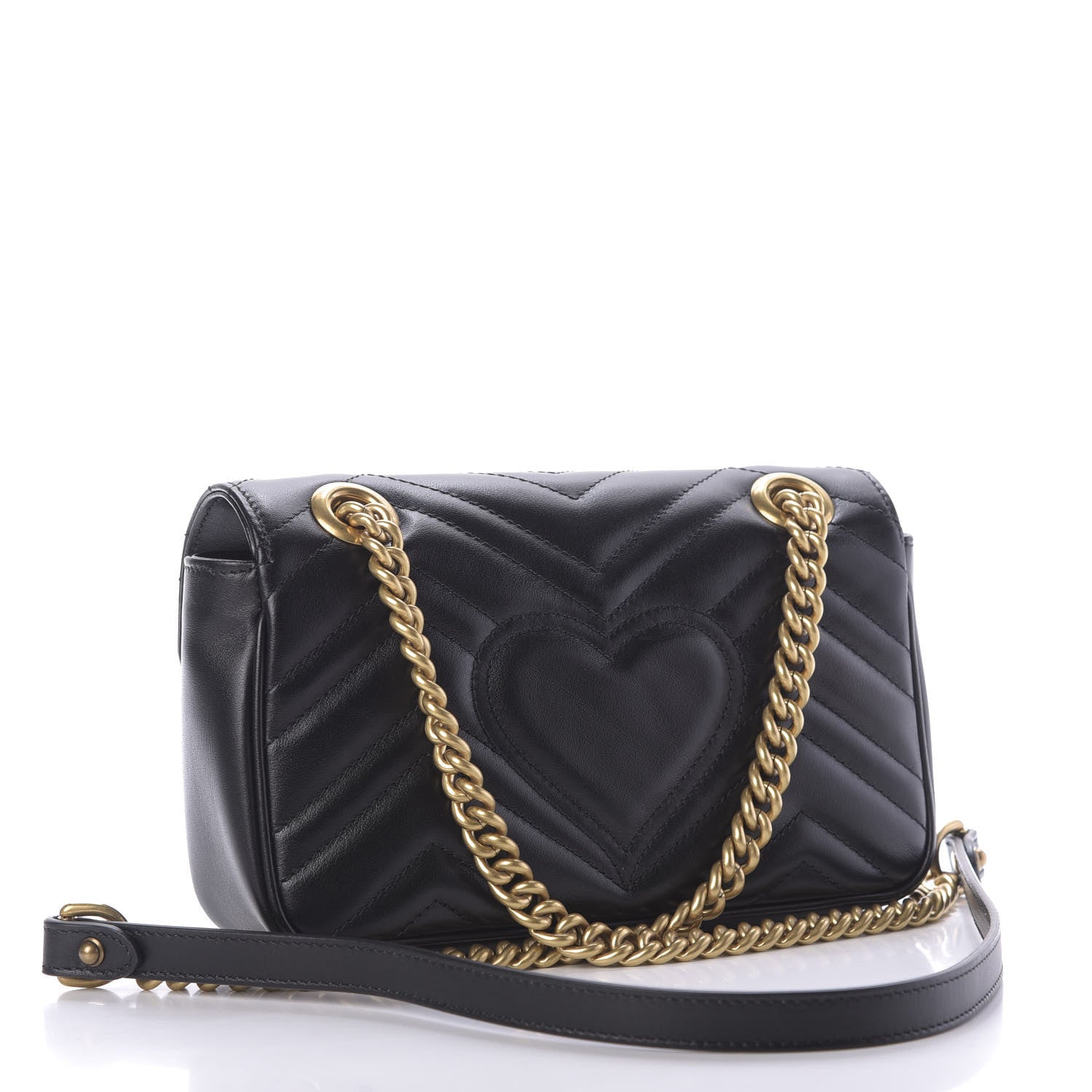 Gucci Calfskin Matelasse Mini GG Marmont Shoulder Bag Black 3 of 10