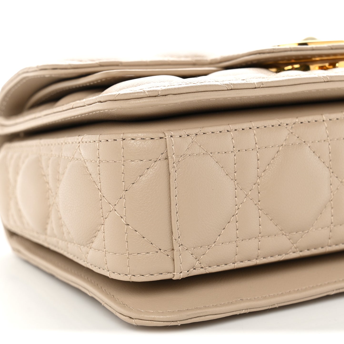 Calfskin Cannage Small Jolie Top Handle Bag Powder Beige