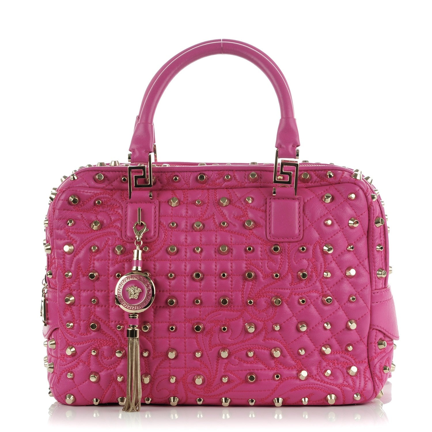 Versace Nappa Barocco Quilted Studded Vanitas Demetra Fuchsia 1 of 7