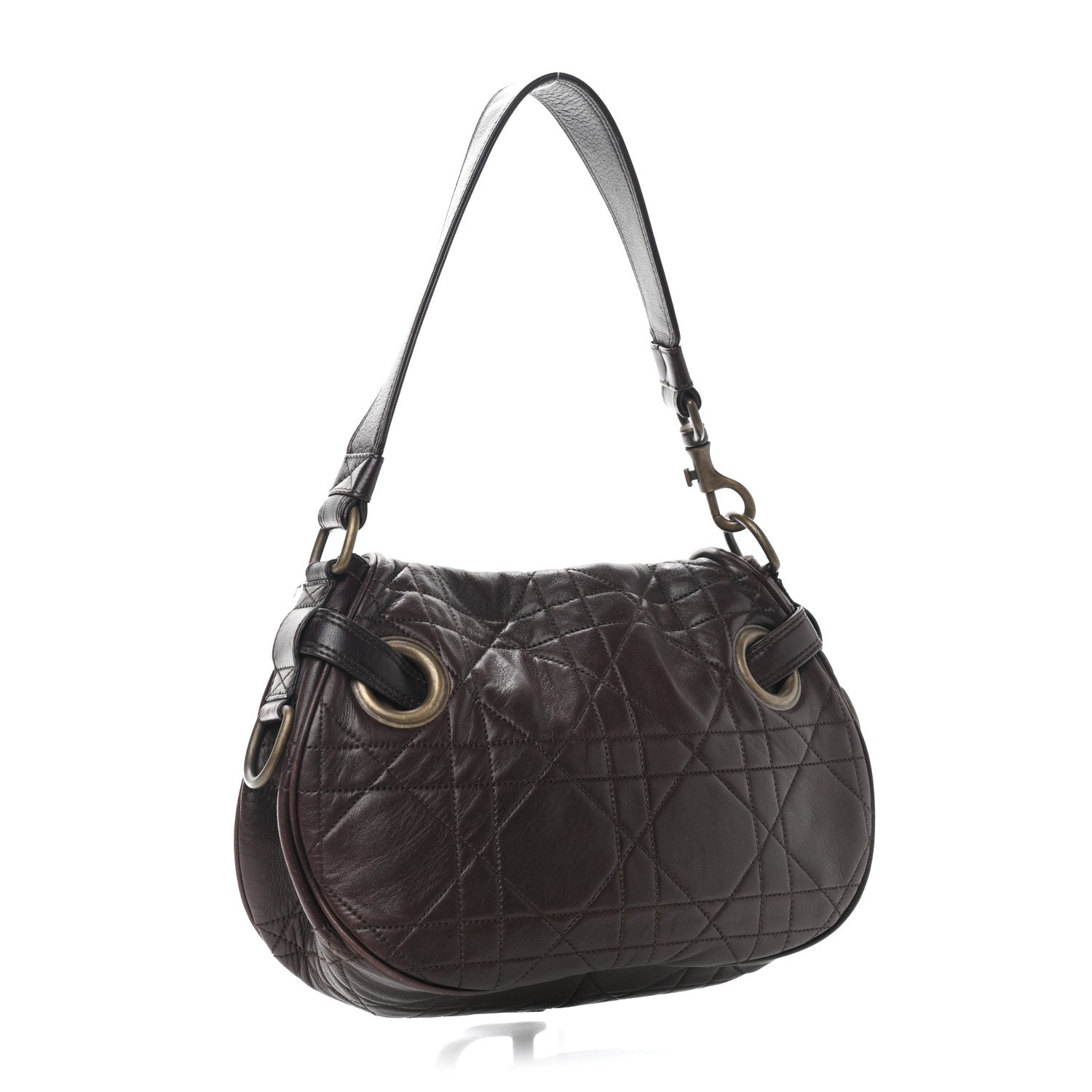 Christian Dior Lambskin Cannage Shoulder Bag Dark Brown 3 of 16
