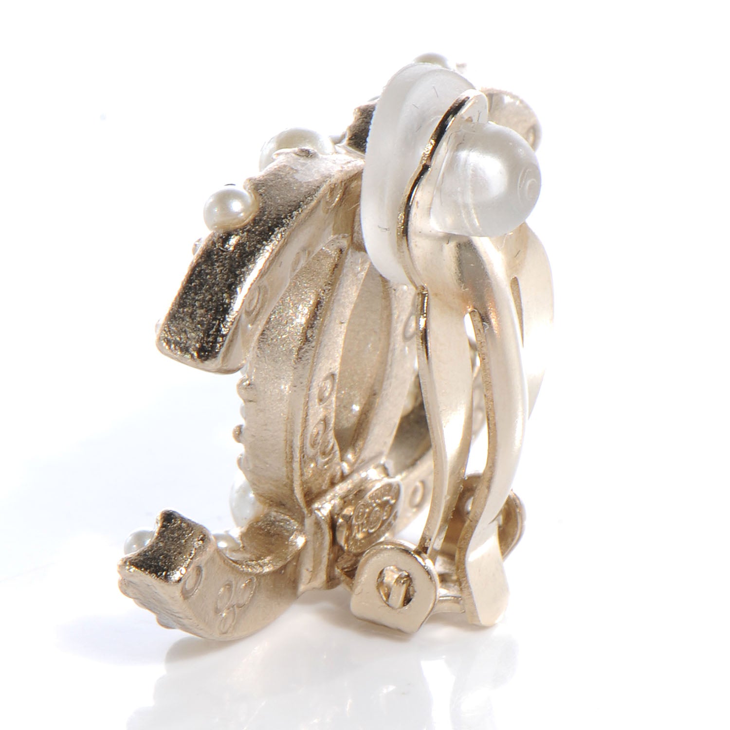 Chanel Pearl CC Logo Earrings Clip On Gold 4 of 5