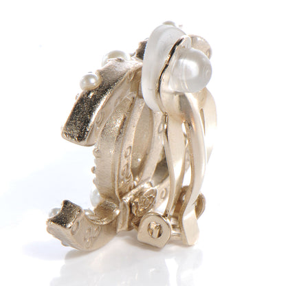 Chanel Pearl CC Logo Earrings Clip On Gold 4 of 5