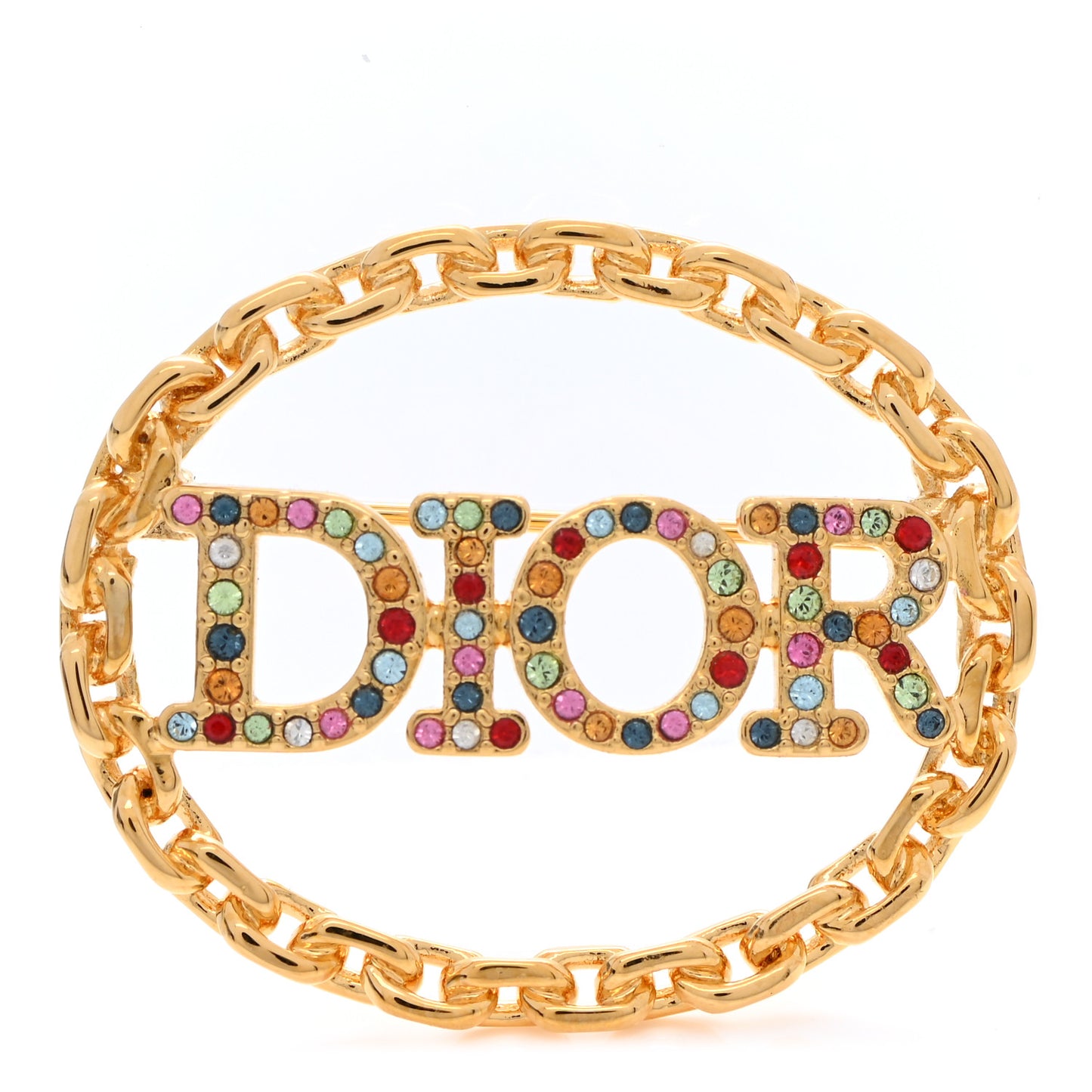 Crystal Dior(r)evolution Logo Brooch Gold Multicolor