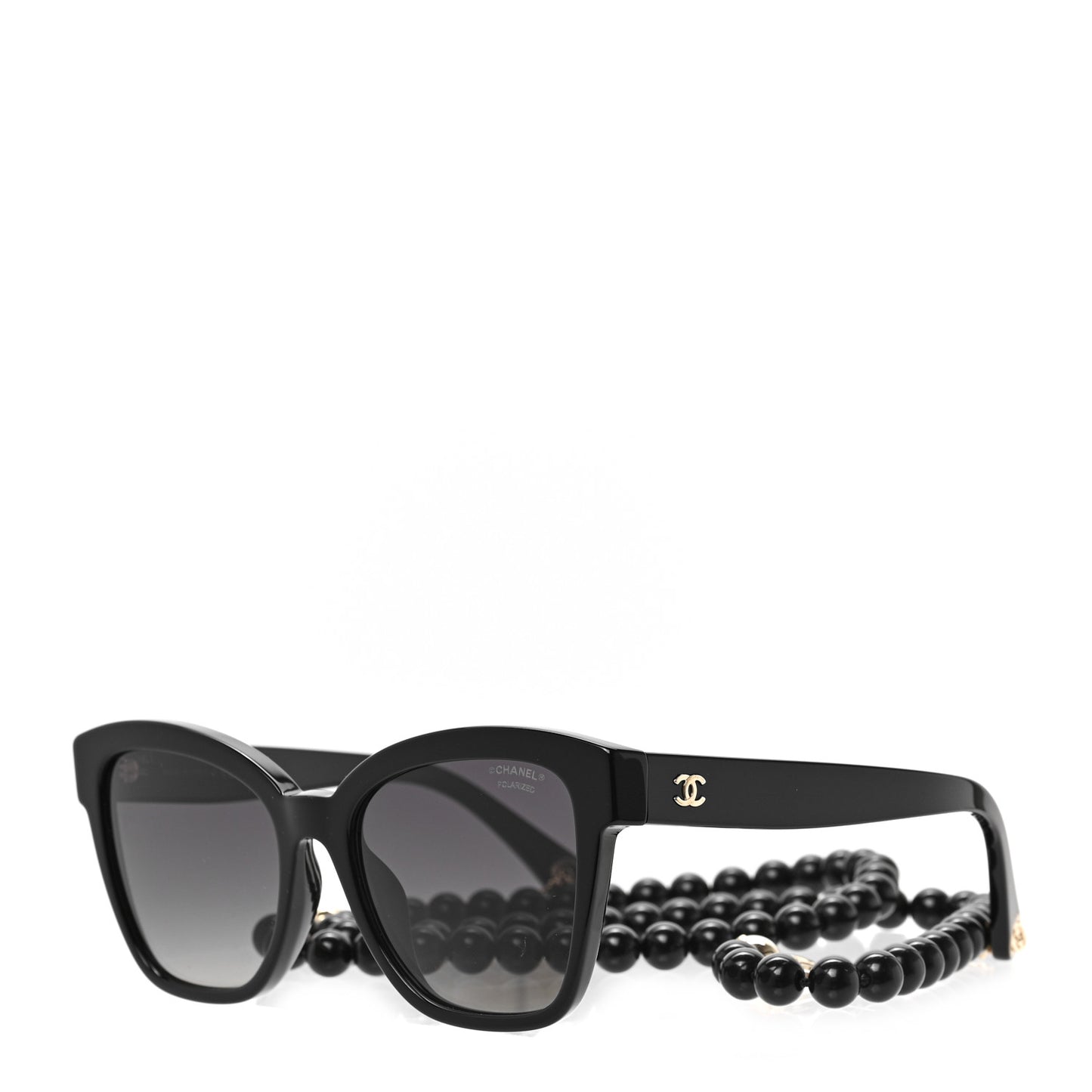 Acetate Chain Square Sunglasses 5487-A Black