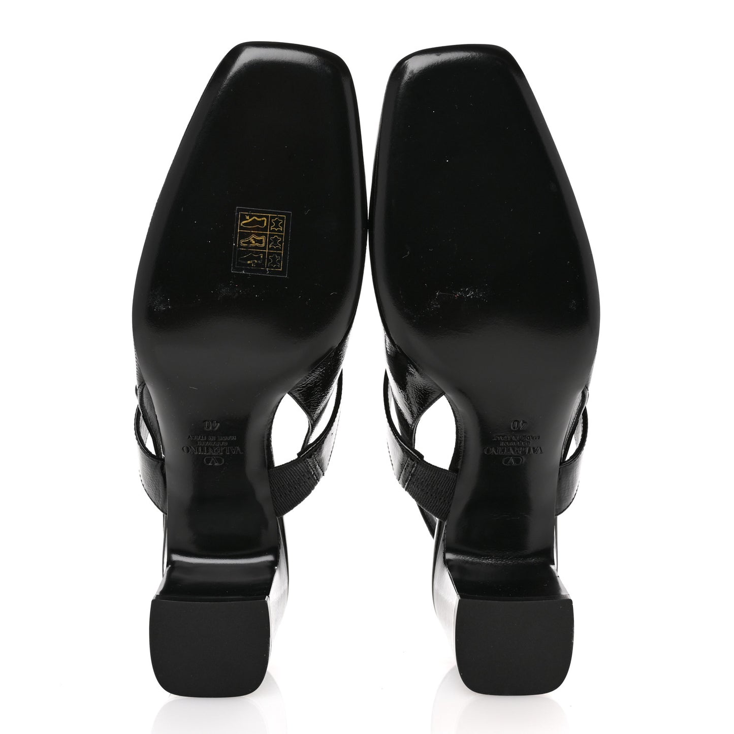 Wrinkled Patent Vlogo Turn Lock Slingback 65mm Pumps 40 Black