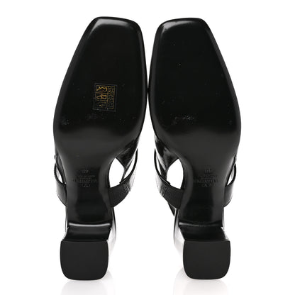 Valentino Garavani Wrinkled Patent Vlogo Turn Lock Slingback 65mm Pumps 40 Black 6 of 10