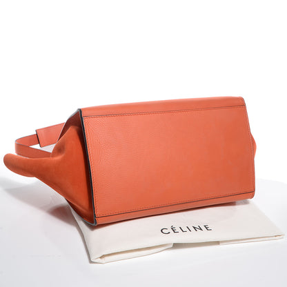 Celine Calfskin Suede Medium Trapeze Orange 4 of 12
