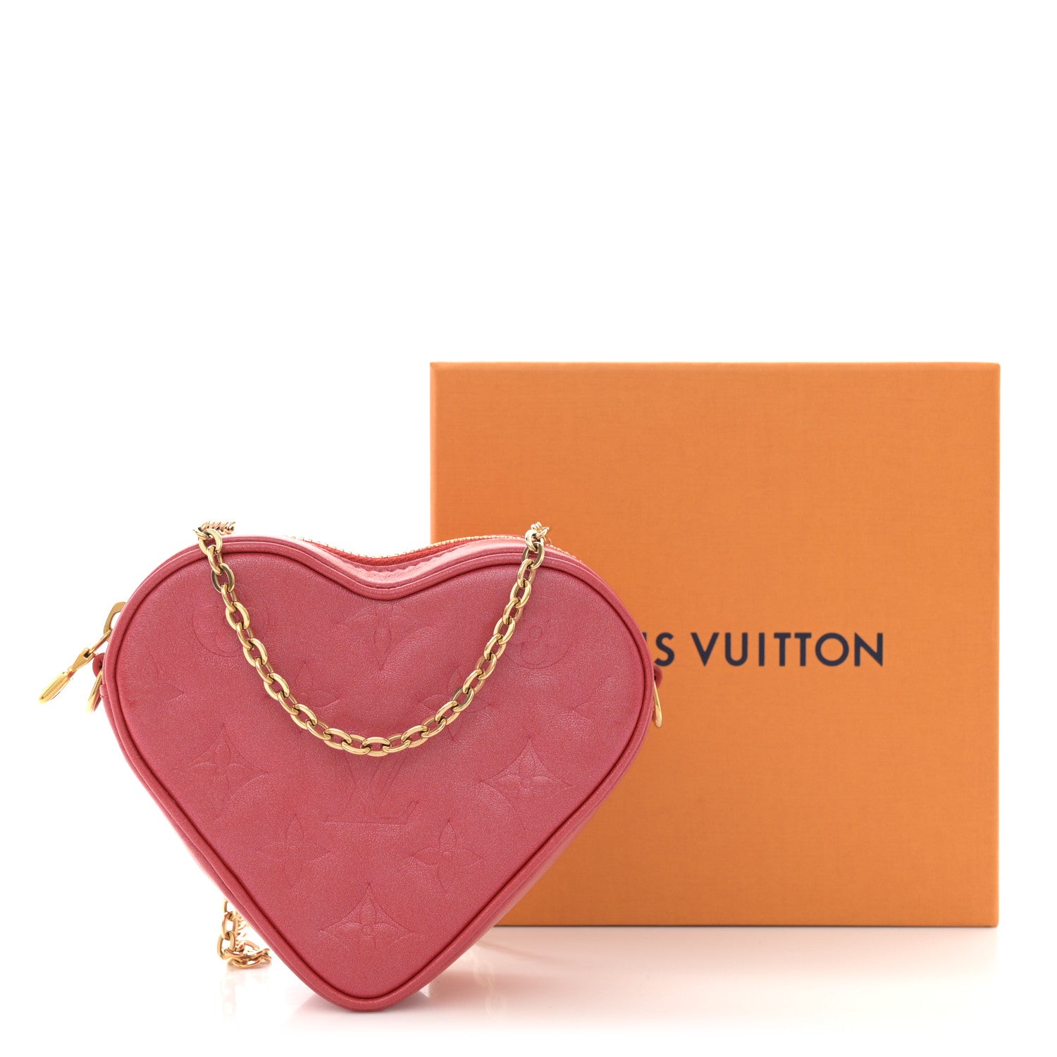 Louis Vuitton Lambskin Embossed Monogram Fall In Love Sac Coeur Heart Chain Bag Lipstick Red 10 of 10