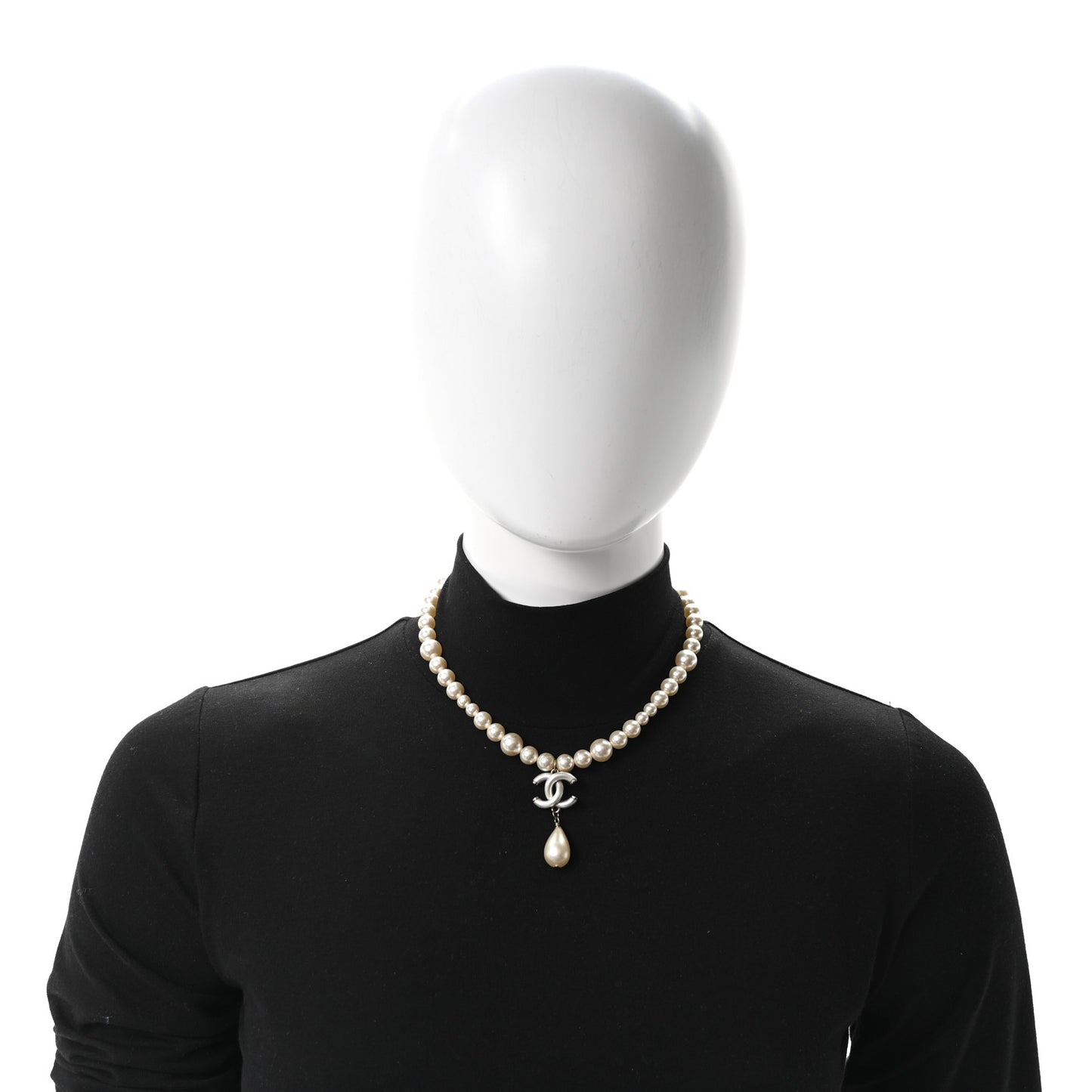 Pearl CC Drop Necklace Gold
