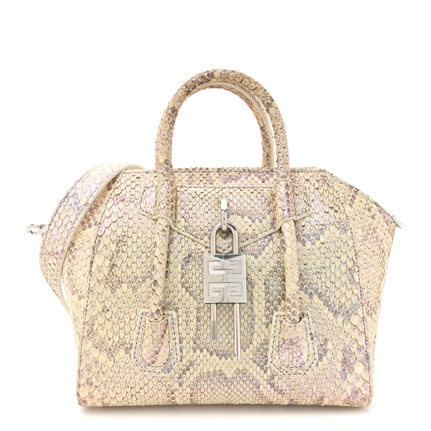Givenchy Snakeskin Mini Lock Antigona Shoulder Bag Dusty Gold 1 of 10