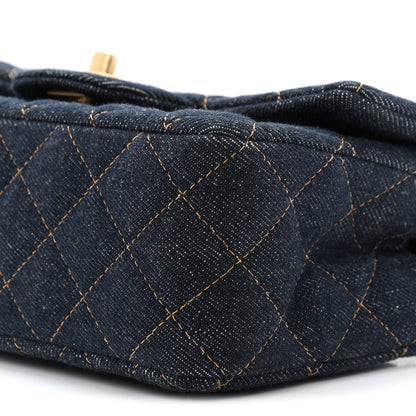 Chanel Denim Quilted Mini Rectangular Flap Dark Blue 10 of 11