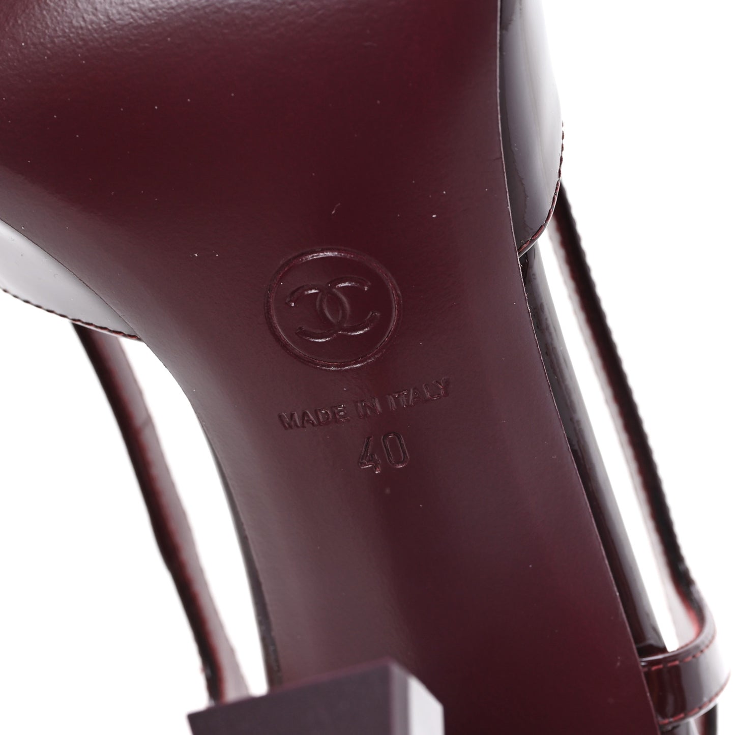 Patent Calfskin Slingback CC Cutout Pumps 40 Dark Burgundy