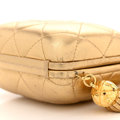 Chanel Metallic Lambskin Quilted CC Kiss Lock Evening Clutch Gold 9 of 13