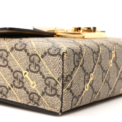 Gucci GG Supreme Monogram Calfskin Horsebit Print Mini Padlock Top Handle Shoulder Bag Beige Ebony Light Pink 8 of 10
