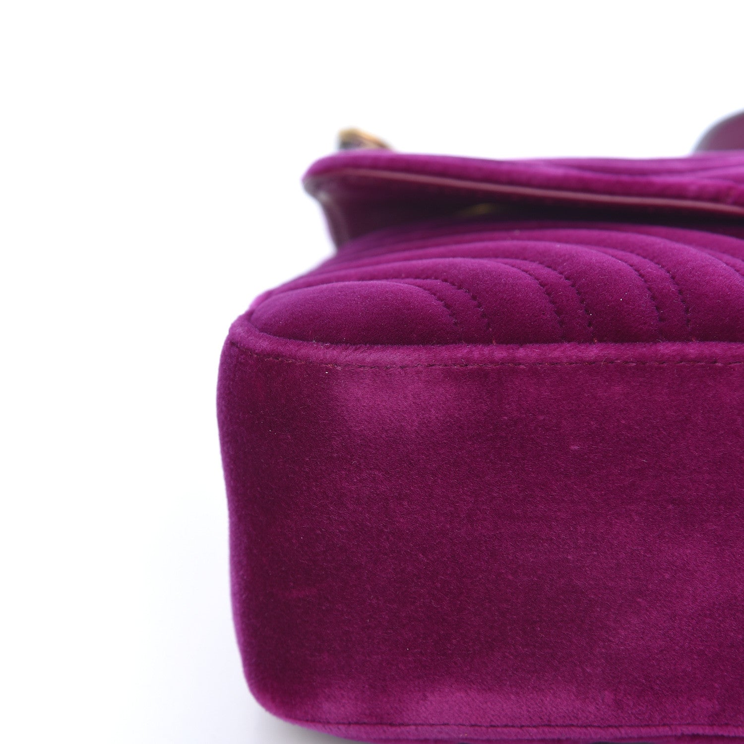 Gucci Velvet Matelasse Small GG Marmont Shoulder Bag Fuchsia Violet Cyclamen 14 of 18