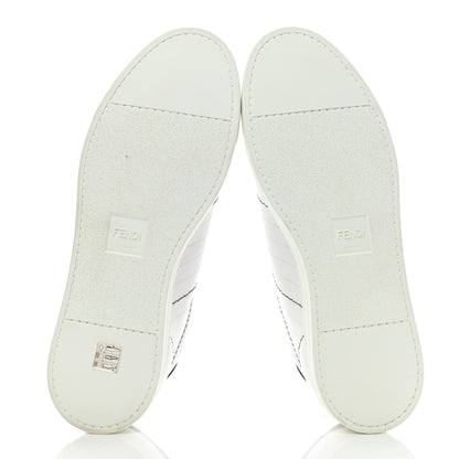 Fendi Calfskin Fabric Jacquard FF Mens Low Top Sneakers 8 White Black 5 of 8