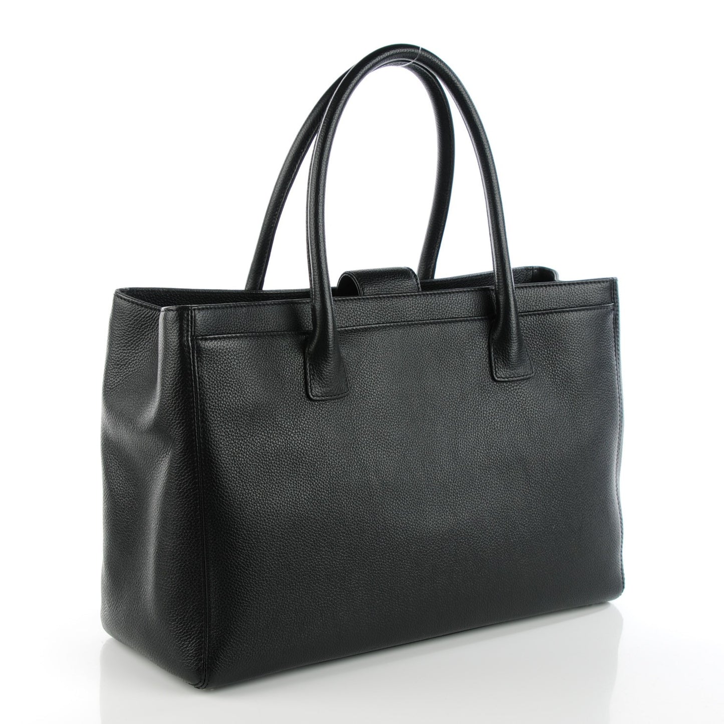 Calfskin Cerf Executive Shopper Tote Black