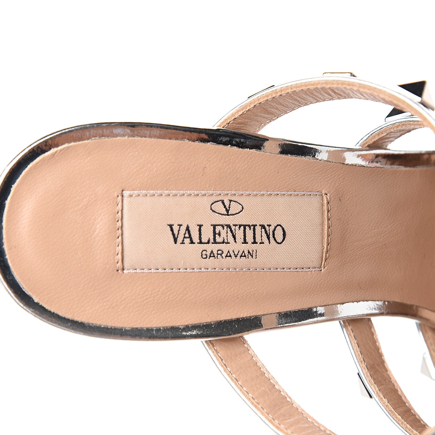 Valentino Garavani Metallic Pebbled Calfskin Rockstud 90mm Cage Mules 36 Silver 7 of 8