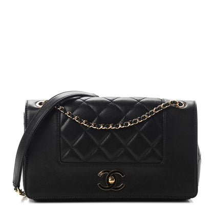 Chanel Sheepskin Quilted Medium Vintage Mademoiselle Flap Black 1 of 11