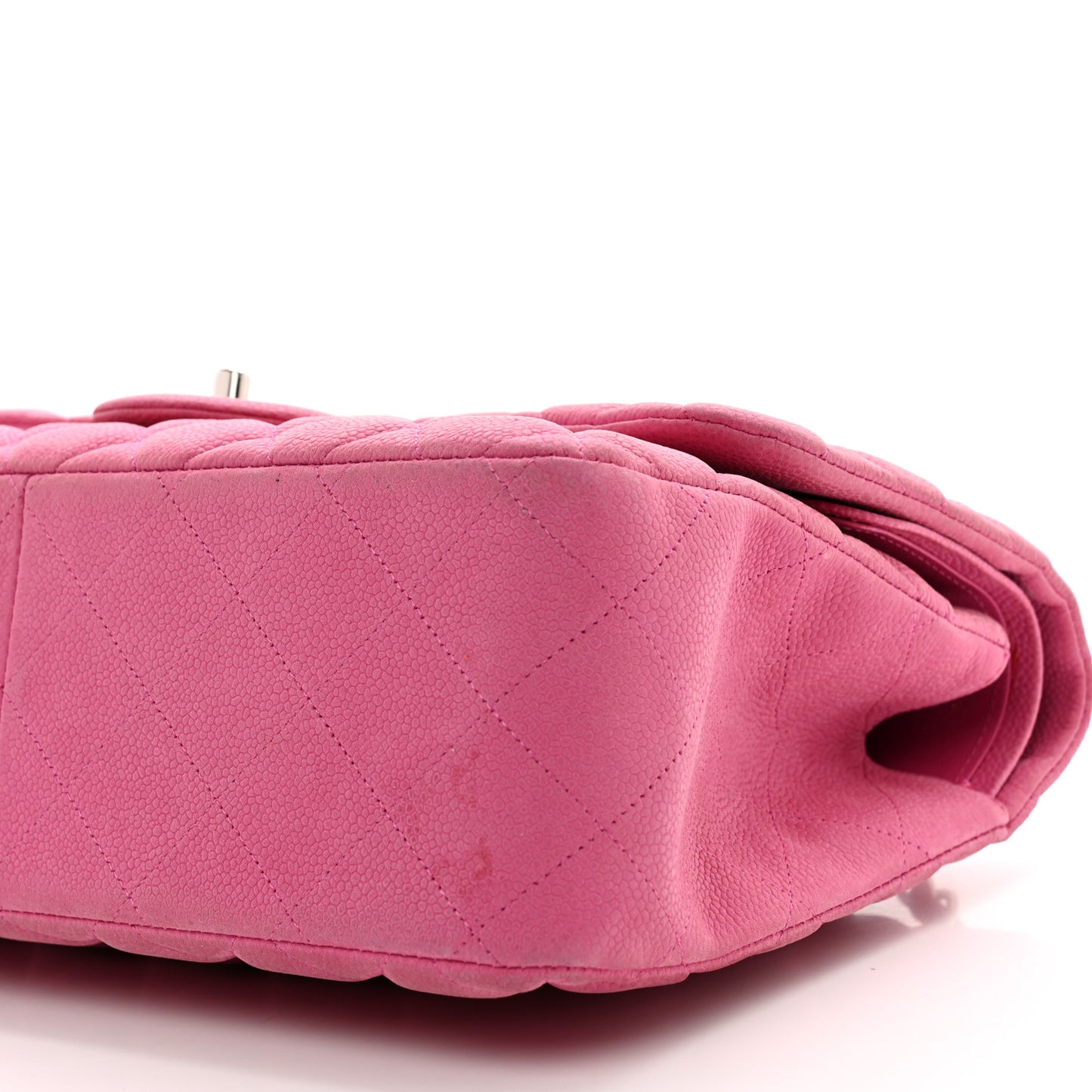 Iridescent Caviar Quilted Jumbo Double Flap Pink