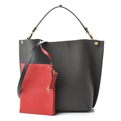 Valentino Garavani Grainy Calfskin Escape Hobo Bag Graphite 1 of 8