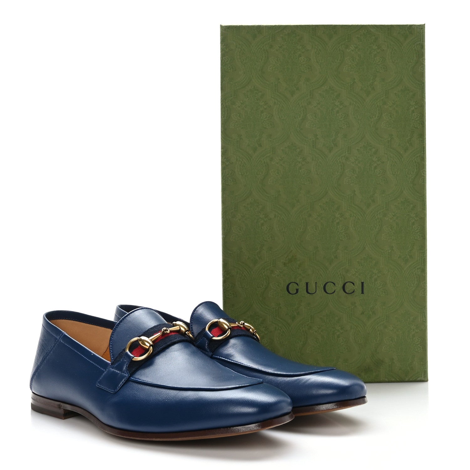 Gucci Agnello Plonge Granada Kid Web Mens Horsebit Loafers 8 Royale 9 of 9