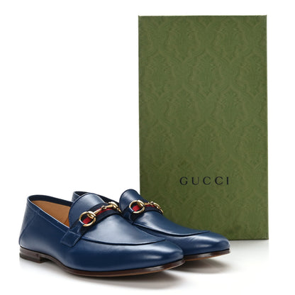 Gucci Agnello Plonge Granada Kid Web Mens Horsebit Loafers 8 Royale 9 of 9