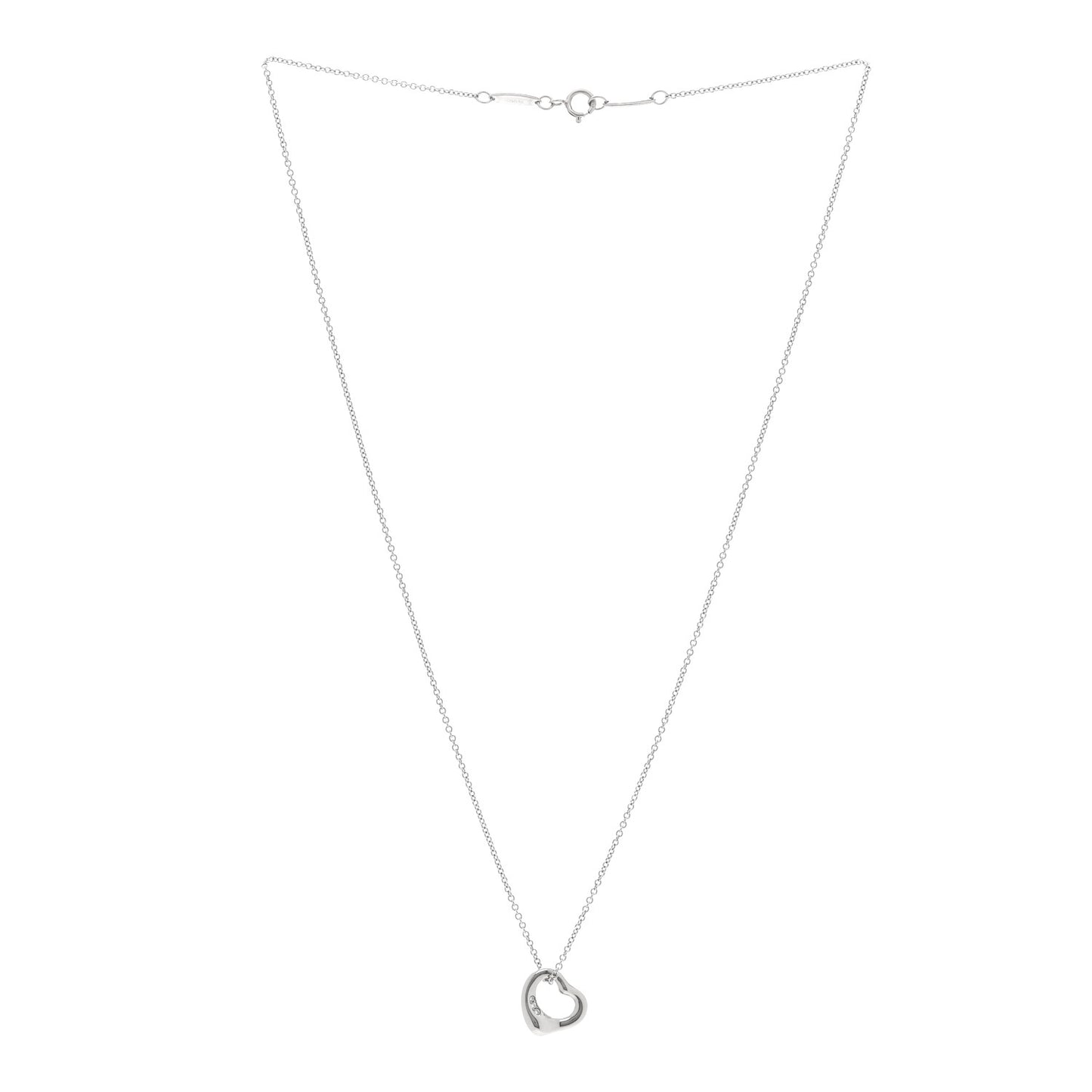 Platinum Diamond 11mm Elsa Peretti Open Heart Pendant Necklace