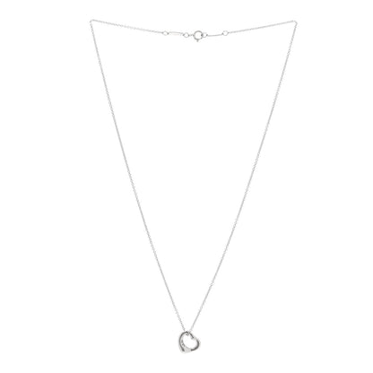 Tiffany Platinum Diamond 11mm Elsa Peretti Open Heart Pendant Necklace 3 of 5