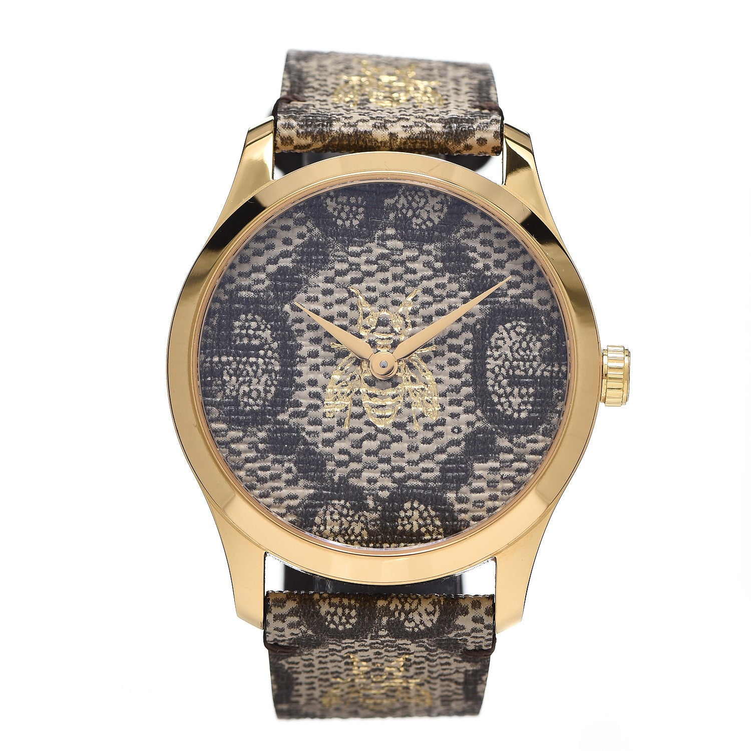 Gucci Stainless Steel Canvas 38mm G-Timeless GG Supreme Bee Quartz Watch Brown 1 of 5