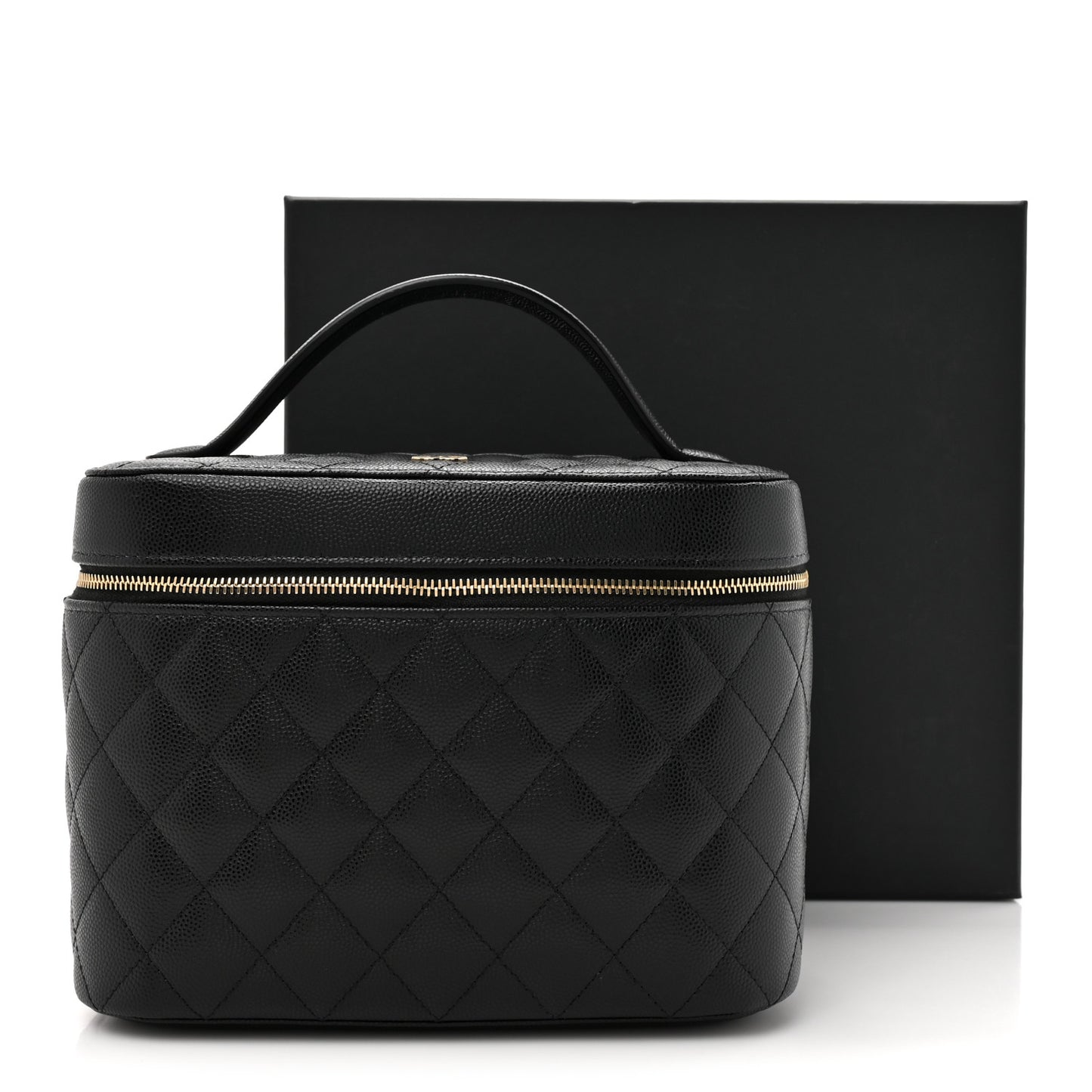 Caviar Quilted Large Vanity Pouch Black