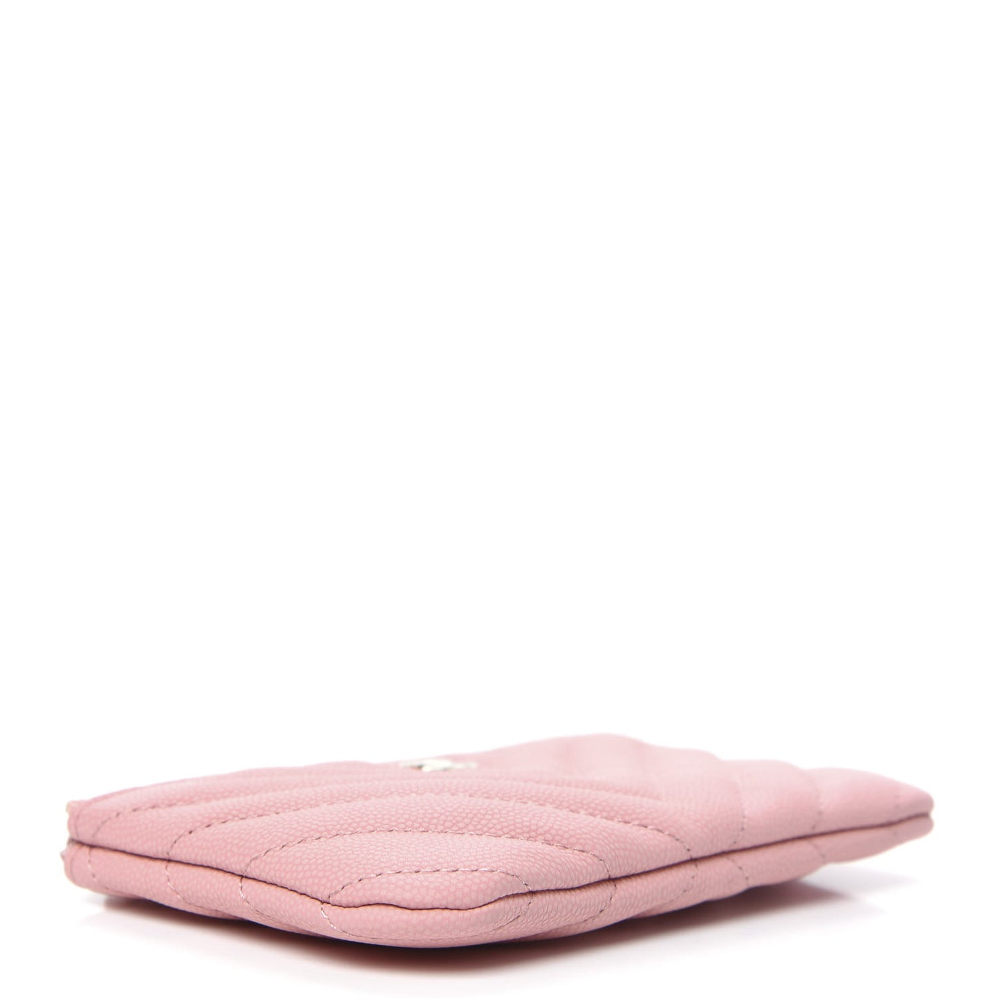 Flat Caviar Chevron Quilted Small Cosmetic Case Pink