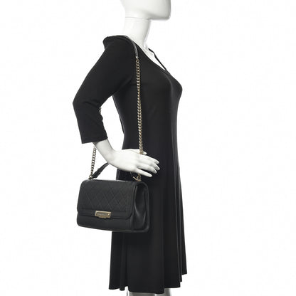 Chanel Grained Calfskin Quilted Medium Label Click Flap Bag Black 2 of 15