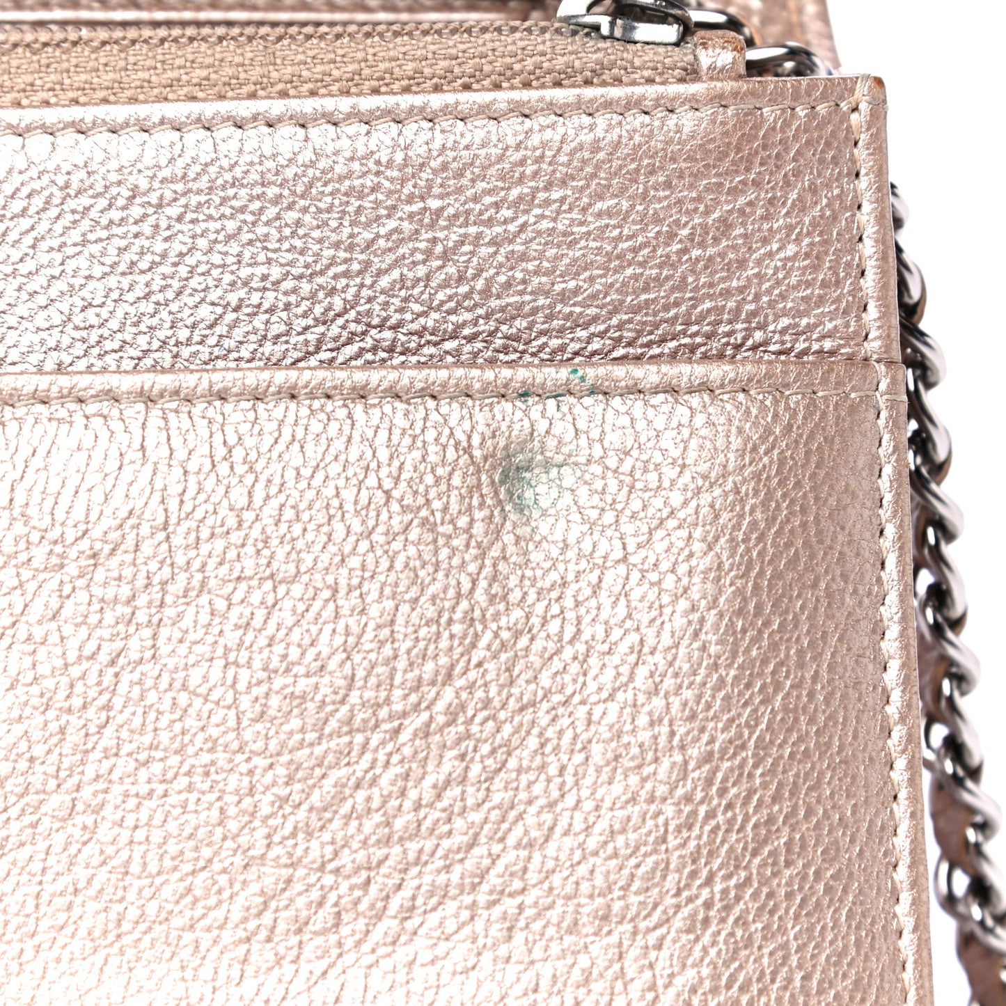 Metallic Goatskin Wallet On Chain WOC Gold