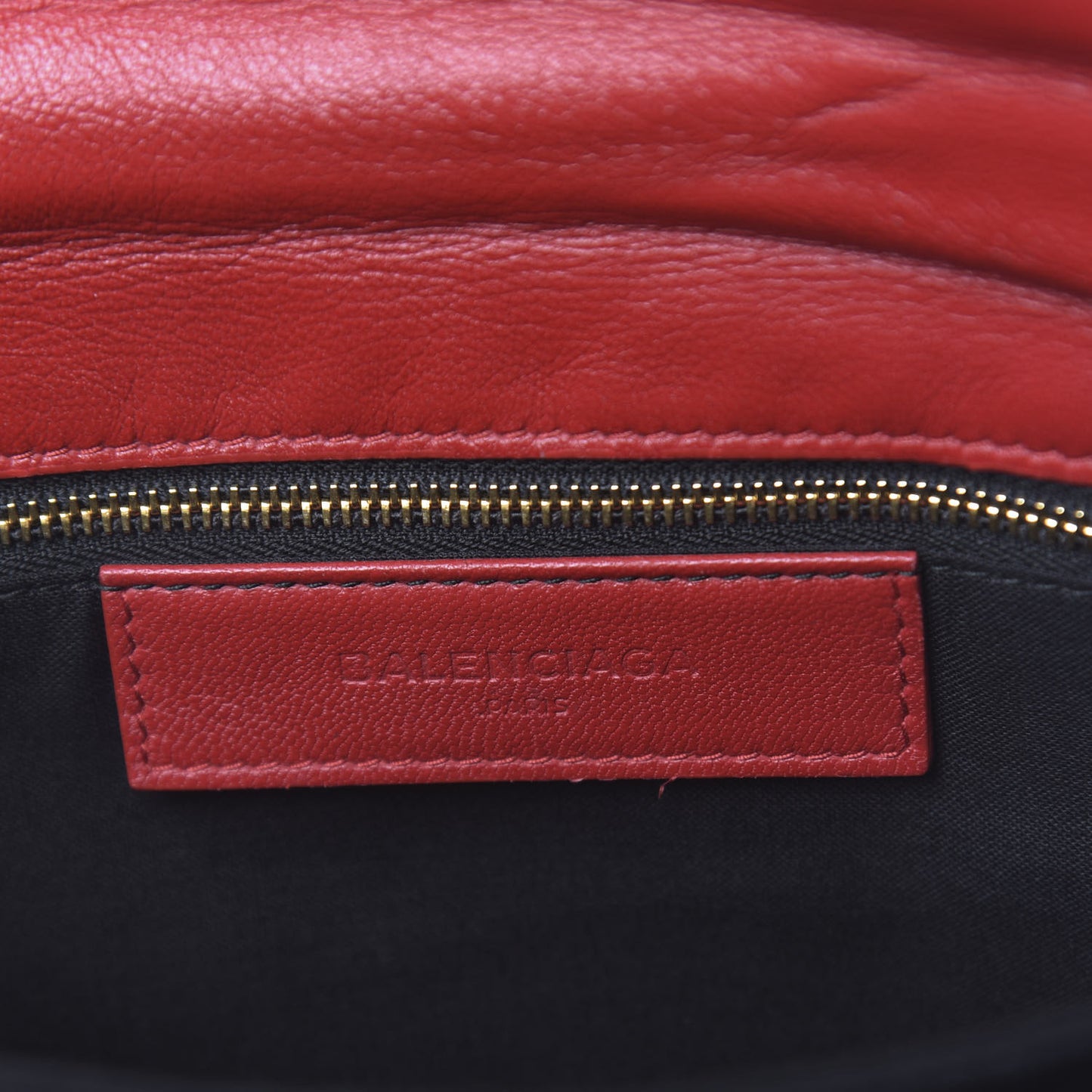 Chevre Gold Metallic Edge Hardware Envelope Clutch Rouge Grenade