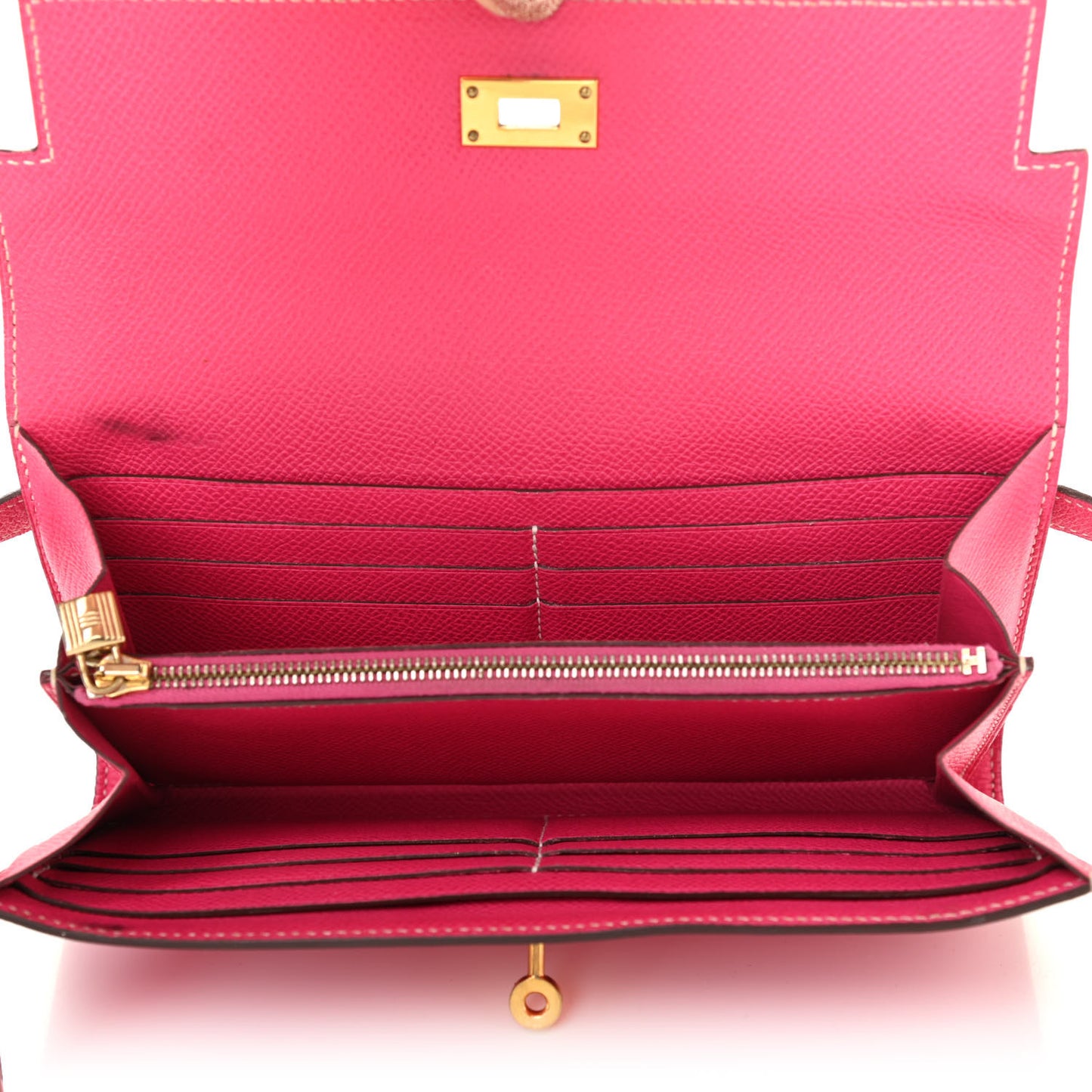 Epsom Kelly Longue Wallet Rose Tyrien