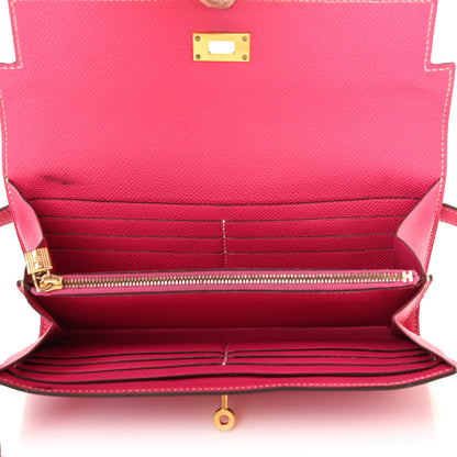 Hermes Epsom Kelly Longue Wallet Rose Tyrien 5 of 21