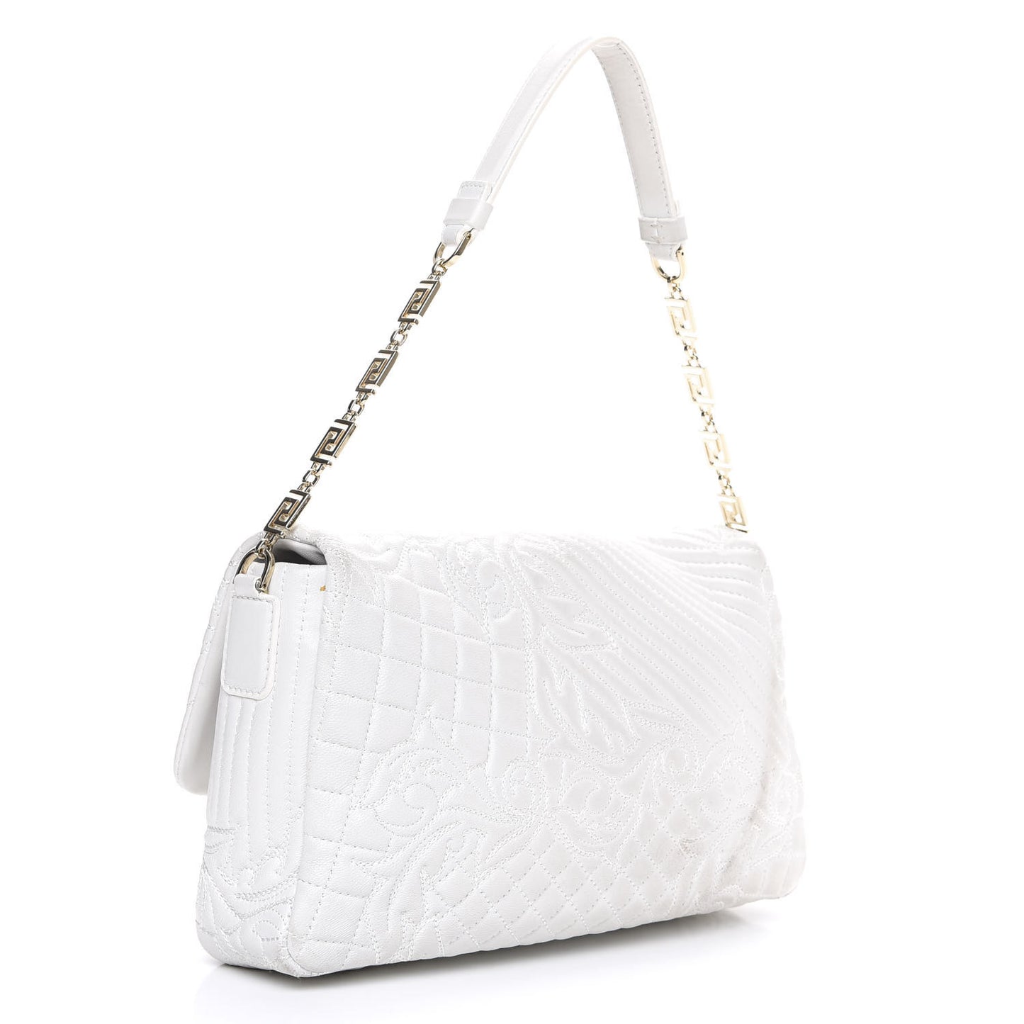Nappa Barocco Quilted Vanitas Medea Shoulder Bag White