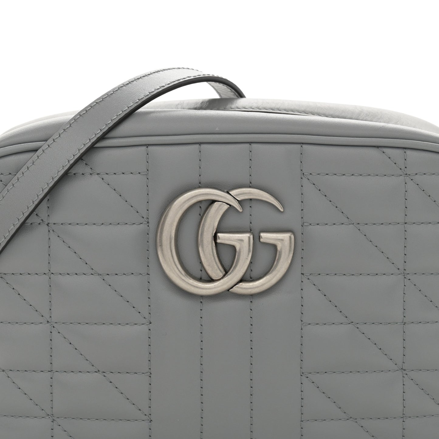 Calfskin Matelasse Aria Small GG Marmont Chain Shoulder Bag Deep Grey