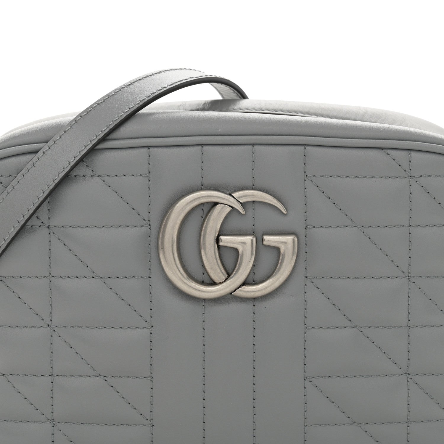 Gucci Calfskin Matelasse Aria Small GG Marmont Chain Shoulder Bag Deep Grey 8 of 12