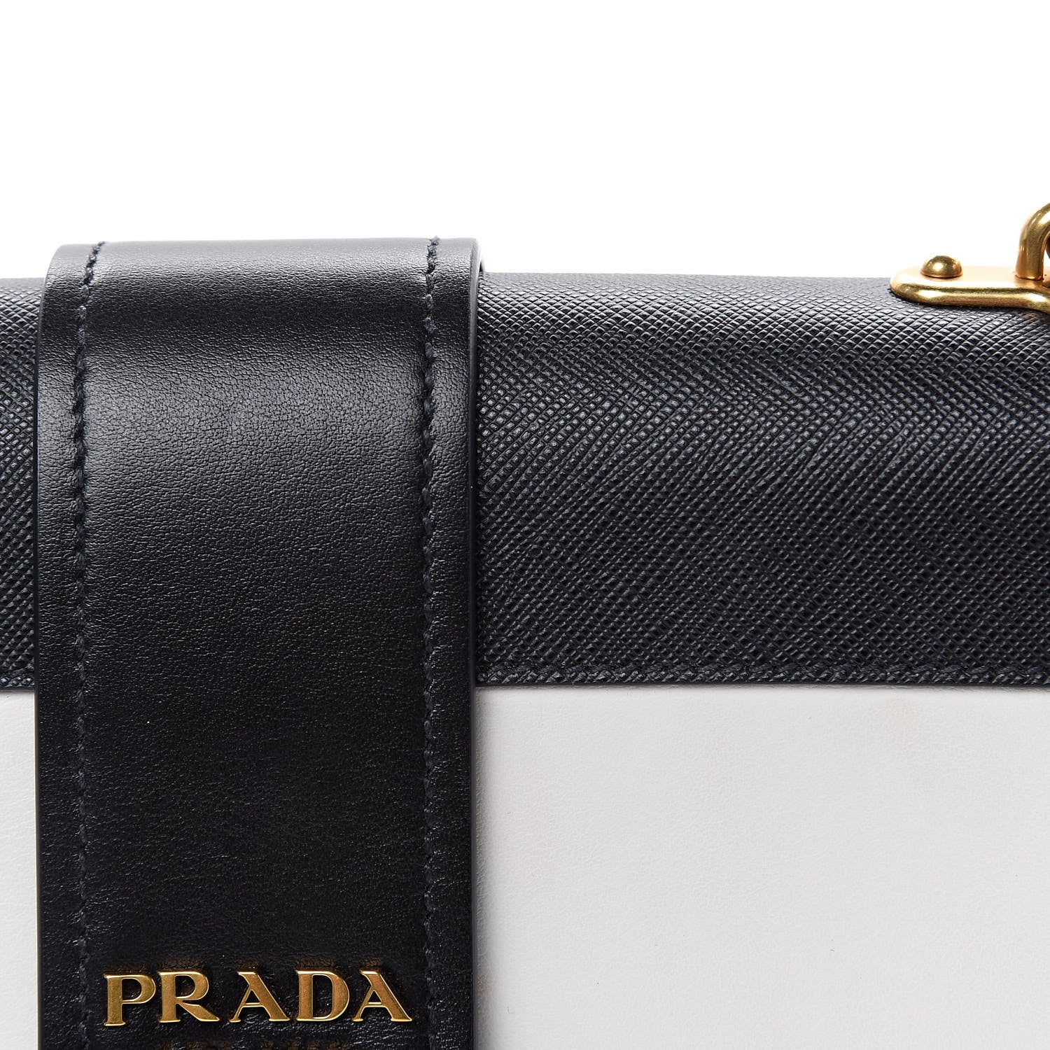 Prada City Calf Saffiano Large Cahier Bag White Black 12 of 18