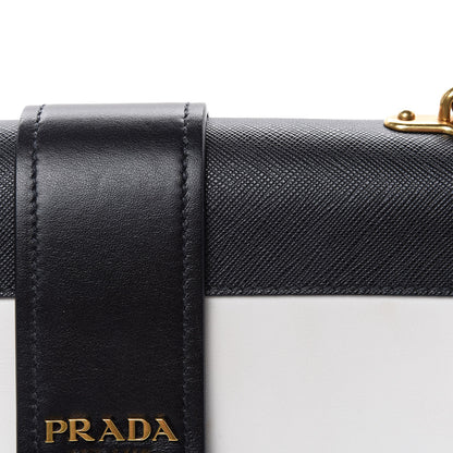 Prada City Calf Saffiano Large Cahier Bag White Black 12 of 18